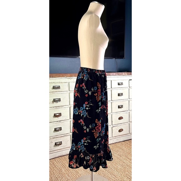 Anthropologie Othilia Willow Tiered Velvet Floral Romantic Midi Skirt NWT XS - Picture 7 of 12